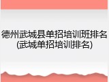 德州武城县单招培训班排名(武城单招培训排名)