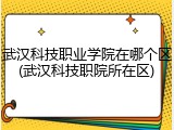 武汉科技职业学院在哪个区(武汉科技职院所在区)