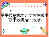 罗平县挖机培训学校在哪里(罗平挖机培训地址)