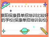襄阳保康县单招培训比较好的学校(保康单招培训名校)