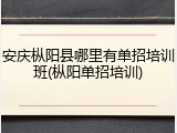 安庆枞阳县哪里有单招培训班(枞阳单招培训)