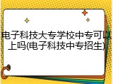 电子科技大专学校中专可以上吗(电子科技中专招生)