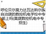 呼伦贝尔莫力达瓦达斡尔族自治旗的数控机电学校中专能上吗(莫旗数控机电中专招生)