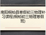 南阳桐柏县寒假初三物理补习课程(桐柏初三物理寒假班)