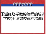 玉溪红塔学数控编程的培训学校(玉溪数控编程培训)