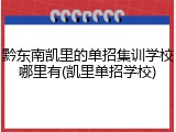 黔东南凯里的单招集训学校哪里有(凯里单招学校)