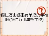 铜仁万山哪里有单招的学校啊(铜仁万山单招学校)