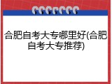 合肥自考大专哪里好(合肥自考大专推荐)