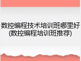 数控编程技术培训班哪里好(数控编程培训班推荐)
