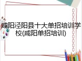 咸阳泾阳县十大单招培训学校(咸阳单招培训)