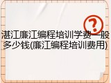 湛江廉江编程培训学费一般多少钱(廉江编程培训费用)