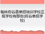 榆林府谷县单招培训学校正规学校有那些(府谷单招学校)