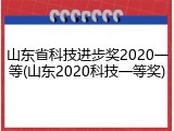 山东省科技进步奖2020一等(山东2020科技一等奖)