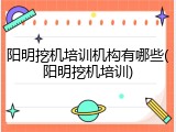 阳明挖机培训机构有哪些(阳明挖机培训)
