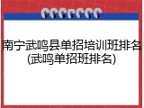 南宁武鸣县单招培训班排名(武鸣单招班排名)