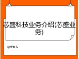 芯盛科技业务介绍(芯盛业务)