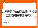 临沂费县的单招集训学校哪里有(费县单招学校)