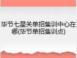 毕节七星关单招集训中心在哪(毕节单招集训点)