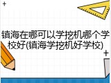 镇海在哪可以学挖机哪个学校好(镇海学挖机好学校)