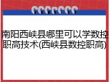 南阳西峡县哪里可以学数控职高技术(西峡县数控职高)