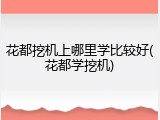花都挖机上哪里学比较好(花都学挖机)