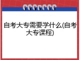 自考大专需要学什么(自考大专课程)