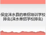 保定涞水县的单招培训学校排名(涞水单招学校排名)