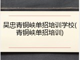 吴忠青铜峡单招培训学校(青铜峡单招培训)