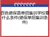 百色德保县单招集训学校要什么条件(德保单招集训条件)