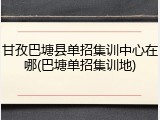 甘孜巴塘县单招集训中心在哪(巴塘单招集训地)