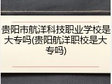 贵阳市航洋科技职业学校是大专吗(贵阳航洋职校是大专吗)