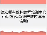德宏哪有数控编程培训中心中职怎么样(德宏数控编程培训)