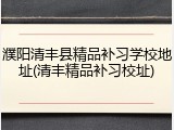 濮阳清丰县精品补习学校地址(清丰精品补习校址)