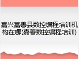 嘉兴嘉善县数控编程培训机构在哪(嘉善数控编程培训)