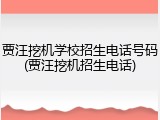 贾汪挖机学校招生电话号码(贾汪挖机招生电话)