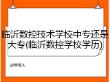 临沂数控技术学校中专还是大专(临沂数控学校学历)