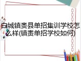 白城镇赉县单招集训学校怎么样(镇赉单招学校如何)