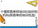 十堰郧县单招培训比较好的机构(郧县单招培训优选)