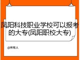 凤阳科技职业学校可以报考的大专(凤阳职校大专)