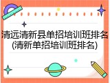 清远清新县单招培训班排名(清新单招培训班排名)