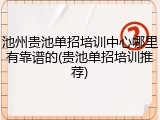 池州贵池单招培训中心哪里有靠谱的(贵池单招培训推荐)