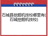 石城县挖掘机技校哪里有(石城挖掘机技校)