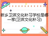 新乡卫滨文化补习学校是哪一家(卫滨文化补习)