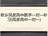 新乡凤泉高中数学一对一补习(凤泉高中一对一)