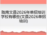 陇南文县2026年单招培训学校有哪些(文县2026单招培训)