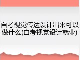 自考视觉传达设计出来可以做什么(自考视觉设计就业)
