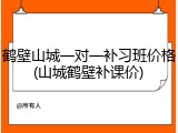 鹤壁山城一对一补习班价格(山城鹤壁补课价)