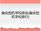 集安挖机学校排名(集安挖机学校排行)