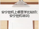 安宁挖机上哪里学比较好(安宁挖机培训)