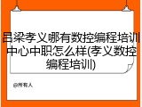 吕梁孝义哪有数控编程培训中心中职怎么样(孝义数控编程培训)